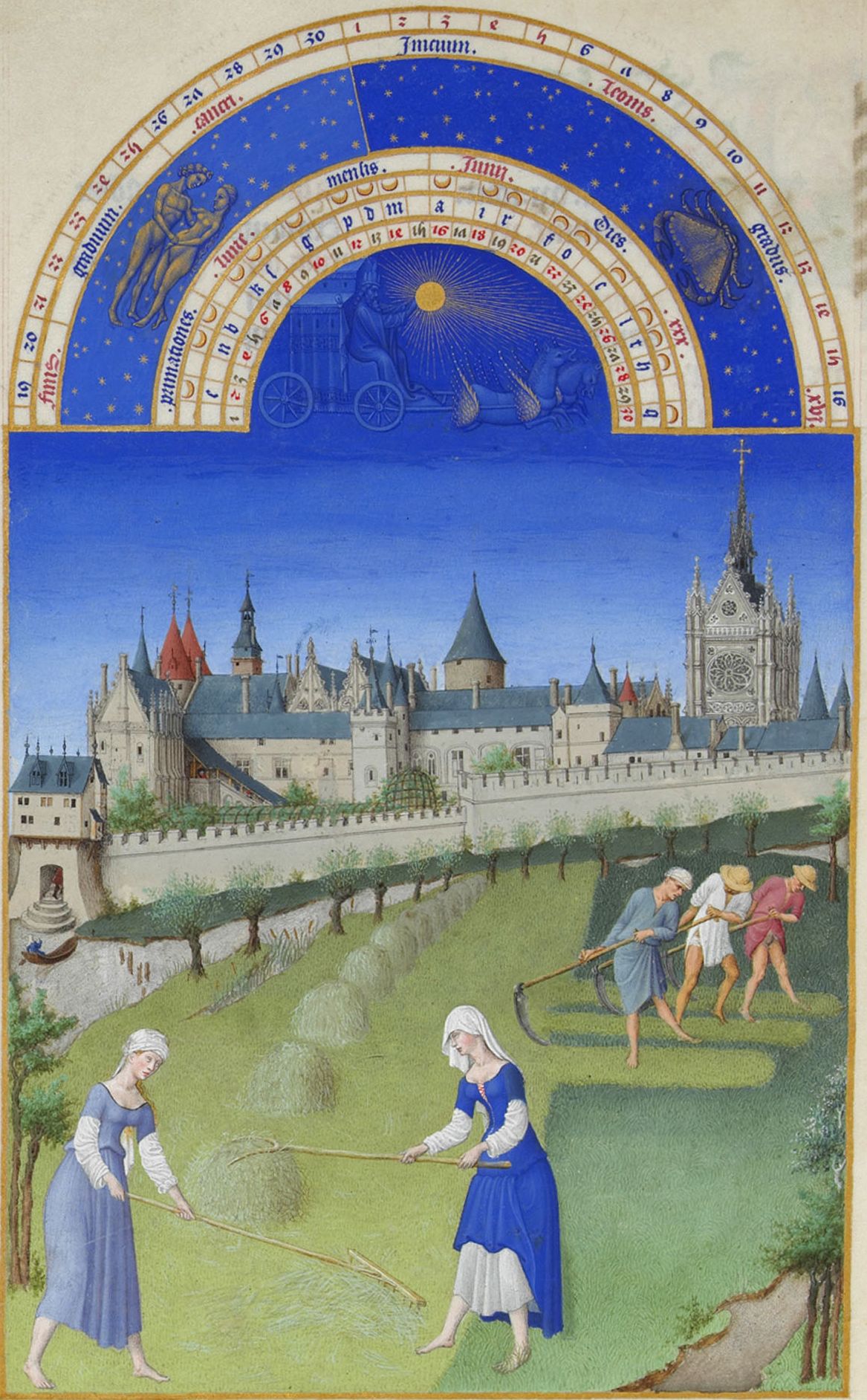 The Très Riches Heures du Duc de Berry (English: The Very Rich Hours of the Duke of Berry) or Très Riches Heures, was created between c. 1412 and 1416 for the extravagant royal bibliophile and patron John, Duke of Berry, by the Limbourg brothers.